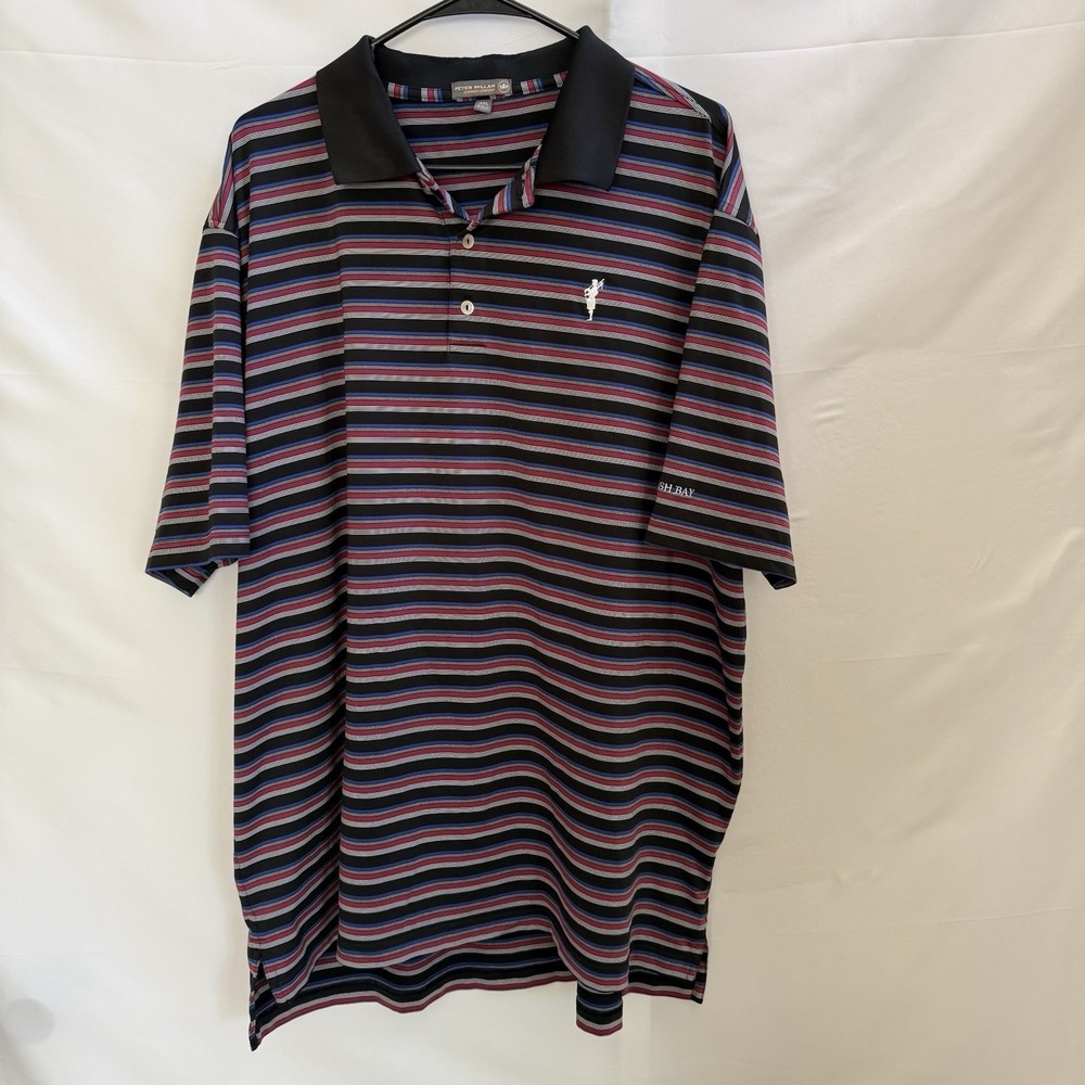 Peter Millar Summer Comfort XXL Striped Golf Performance Polo Spanish Bay Logos